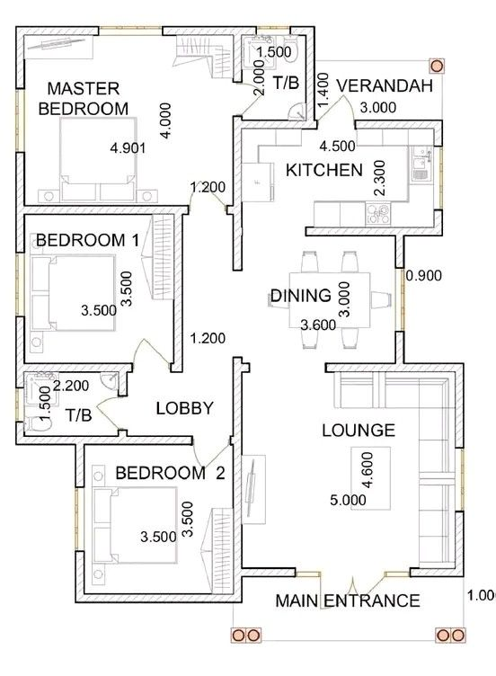 5 BHK Floor Plan
